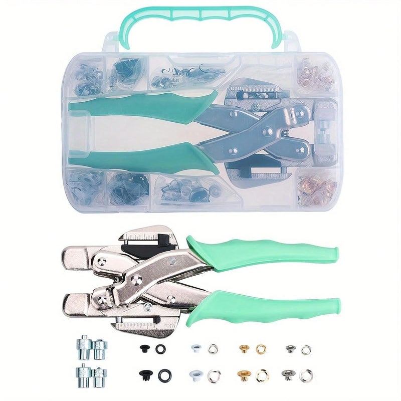 LZBRDY Professional 3mm & 5mm Eyelet Punch Pliers Kit with 160pcs Grommets with Silicone Grip for Leather, Fabric, Tarpaulin, Signs, Banners, DIY Craft Projects - Image 1
